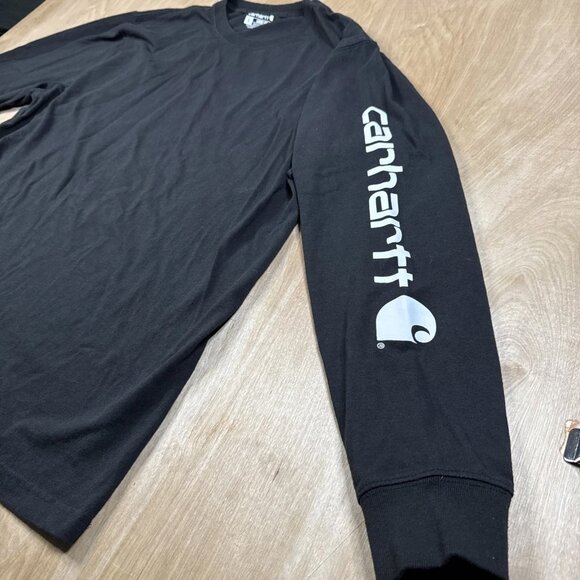 Carhartt Loose Fit Mens Black Long Sleeve Crew Neck T-Shirt Size Large - Picture 3 of 6